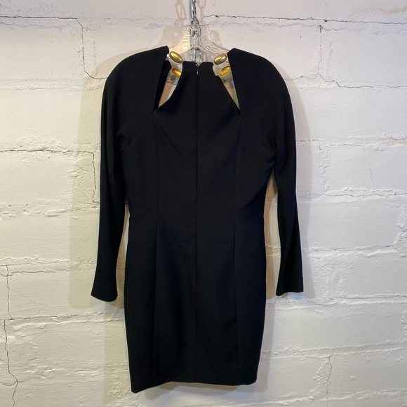 Gillian Black Dress w/ Gold Metal Accents w/ Cut Outs Around Neckline Elegant - Picture 5 of 10